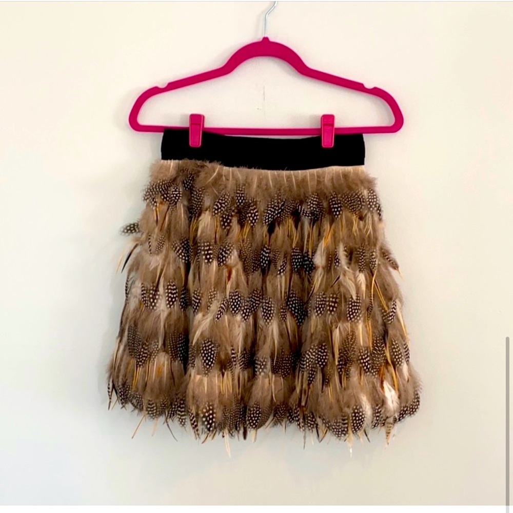This multicolored feather skirt is a statement piece by Alice +Olivia.